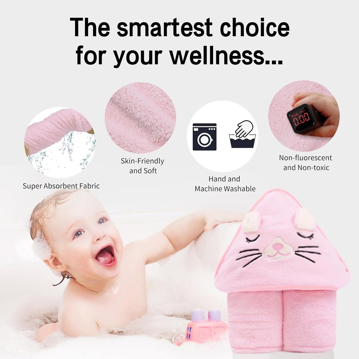 2-Pack Baby Hooded Towel Set, 31.5x31.5 Inch Ultra Soft & Absorbent Bath Towels for Newborns, Infants, Toddlers - Baby Shower Gift for Boys and Girls