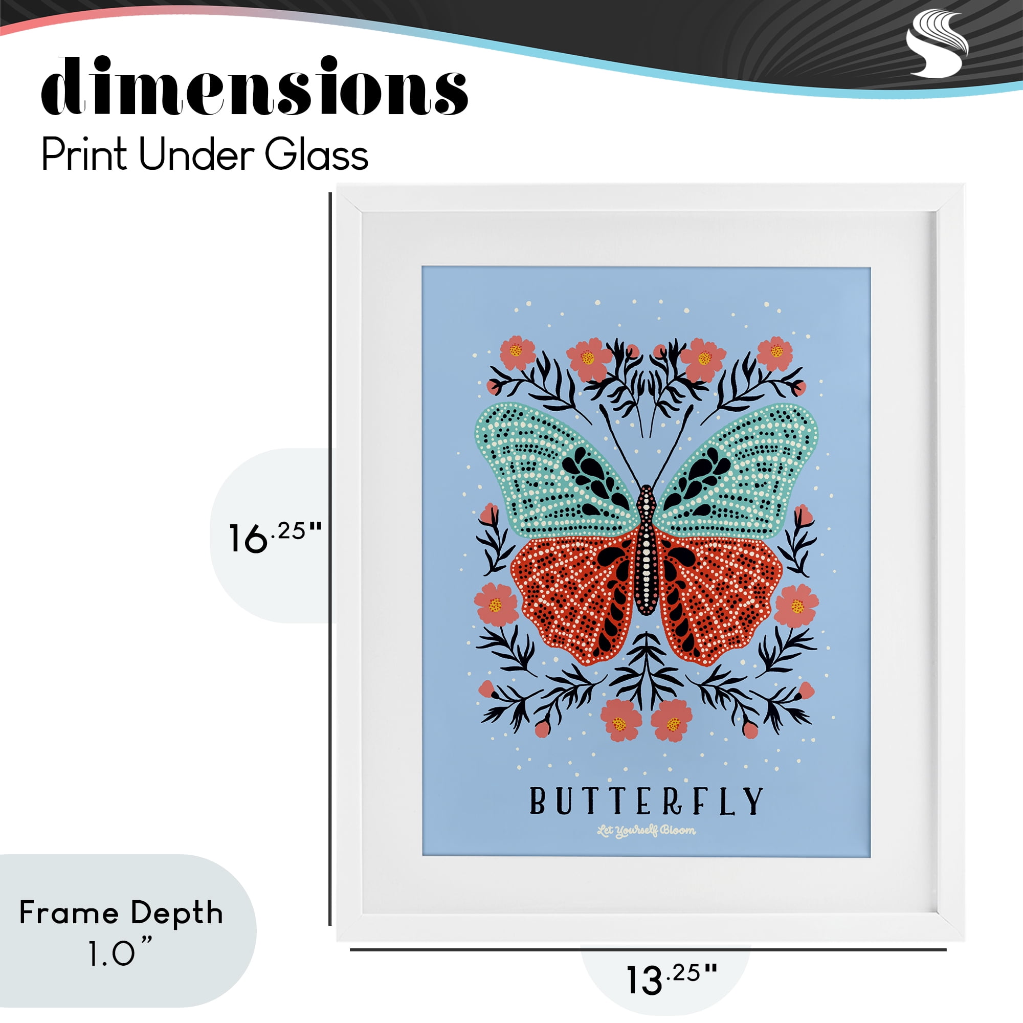 Stupell Industries Butterfly Symmetry on Blue White Framed Print Under Glass, design by Indira Prieto | IndySign
