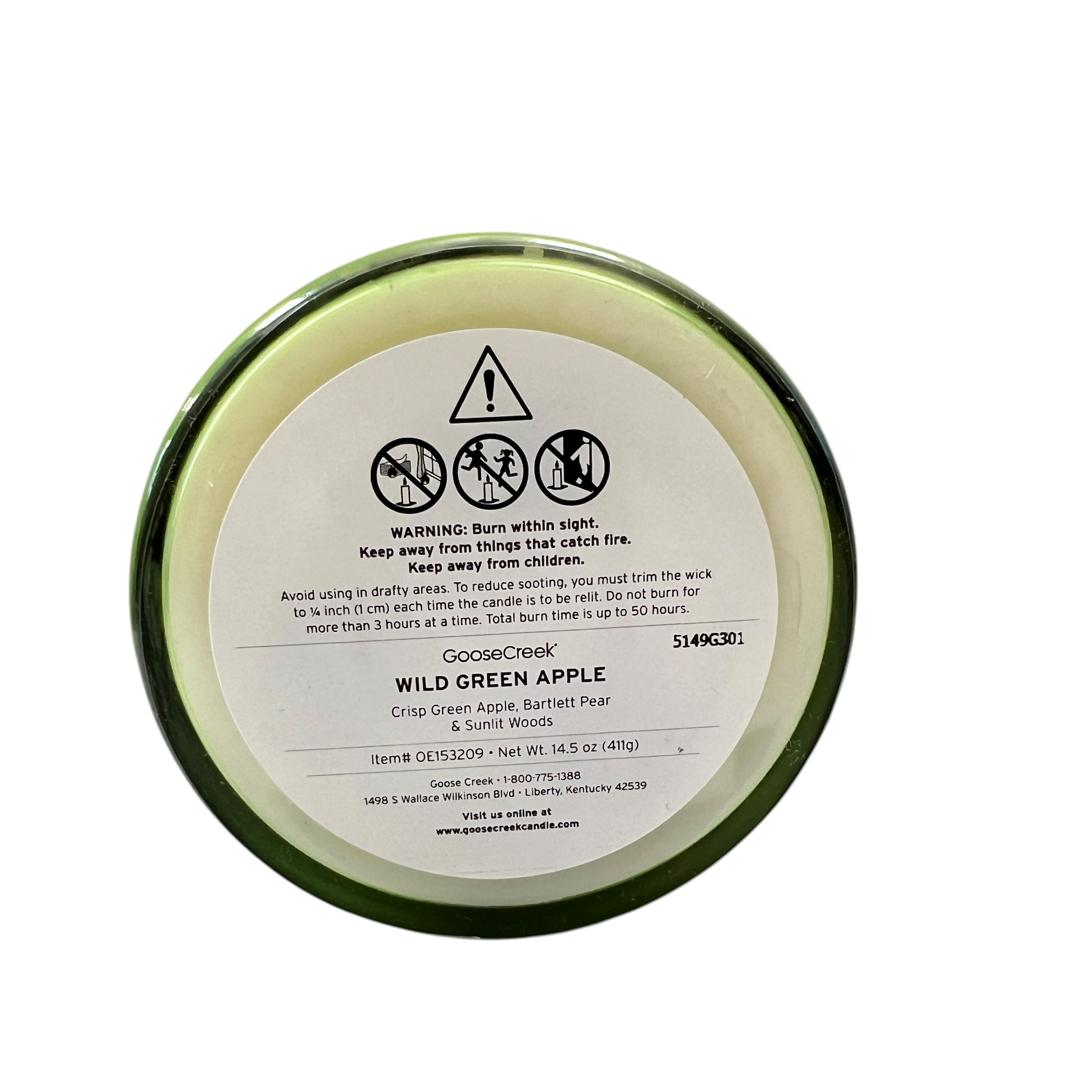 Goose Creek Wild Green Apple Odor Eliminating Scented 3 Wick Candle 14.5 oz