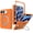 Orange, variant on Lunvic Case for Apple iPhone Duo, Folding Ring Stand Magnetic Cover with Built-In Screen Protector Front Glass and Shockproof Drop Armor Shield, Clear