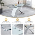 thumbnail image 7 of 5-Piece Glass Dining Table Set, 63" Rectangular Tempered Glass Top, X-Shaped Base, Velvet Cushioned Stainless Steel Frame Dining Chairs, for Living Room, Kitchen, 7 of 7