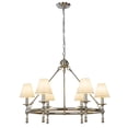 thumbnail image 2 of Vintage Nickel Chandelier 6-Light Classic Pendant Fixture Elegant Interior Lighting With White Shades For Dining Room Living Room, 2 of 8