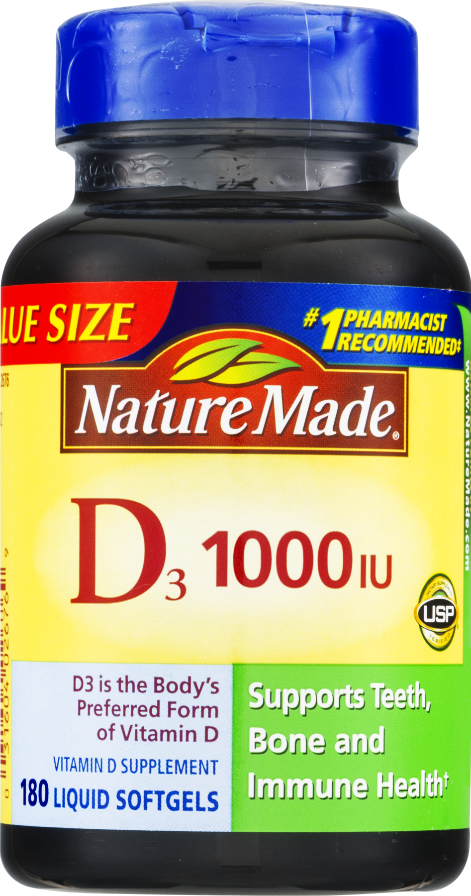 Nature Made Vitamin D3 1000 IU Softgels, 180 Ct - image 3 of 11