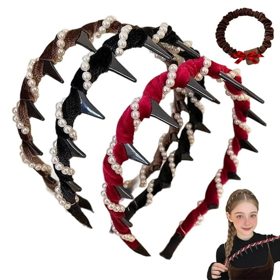 Retro High Skull Pearl Headband, Vintage High Cranium Artificial Pearl Hairband, Reversible Retro Fashion Tooth High Skull Headband, Serrated Anti-Slip Teeth for Elegant Daily Wear