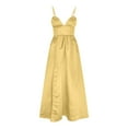 thumbnail image 3 of zanvin Robes d'Automne pour Femmes Article de Vacances, Robe Haute Fendue Robe Maxi Soirée Clubwear Longues Robes, Robe de Vacances, Jaune, 3 of 6