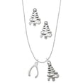 thumbnail image 1 of Delight Jewelry Silvertone Wishbone Silver tone Zig Zag Christmas Tree Charm Necklace and Stud Earrings, 1 of 4