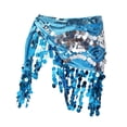 thumbnail image 3 of Pañuelo de cadera para danza del vientre, disfraz con lentejuelas y falda con borlas para fiesta en club, mujeres y niñas Azul, 3 of 8