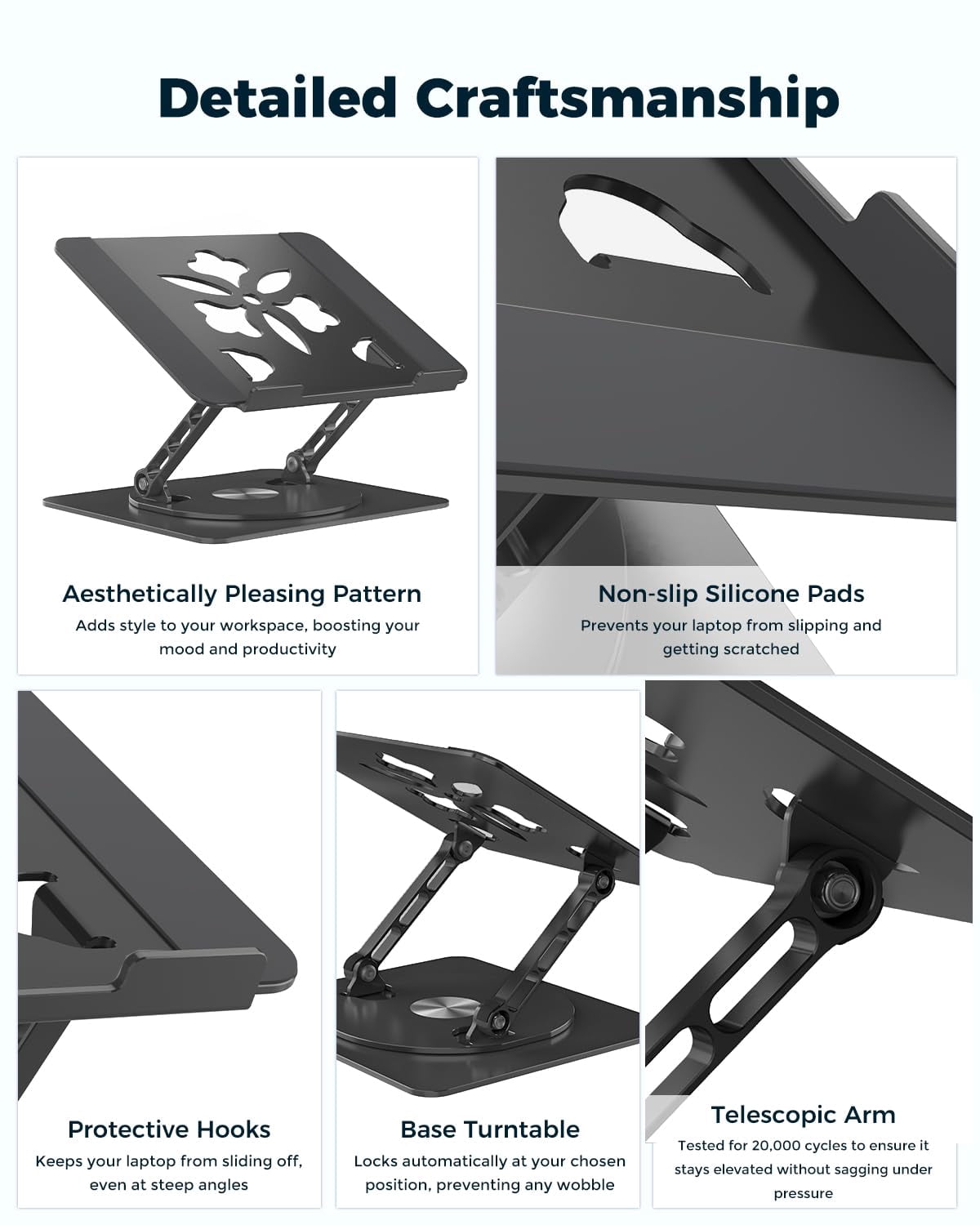 360° Rotating Laptop Stand For Desk | Adjustable  Foldable Portable Aluminum Riser Compatible With Macbook & All Laptops 10-16 Inch Rose