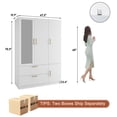 thumbnail image 3 of ANPOO Mid-Century Modern Fluted Bedroom Armoire, 3 Door Freestanding Wardrobe Closet with Mirrors, Motion Sensor LED Lights, 70.3" Tall Wooden Storage Cabinet with Drawers & Shelves, White, 3 of 9