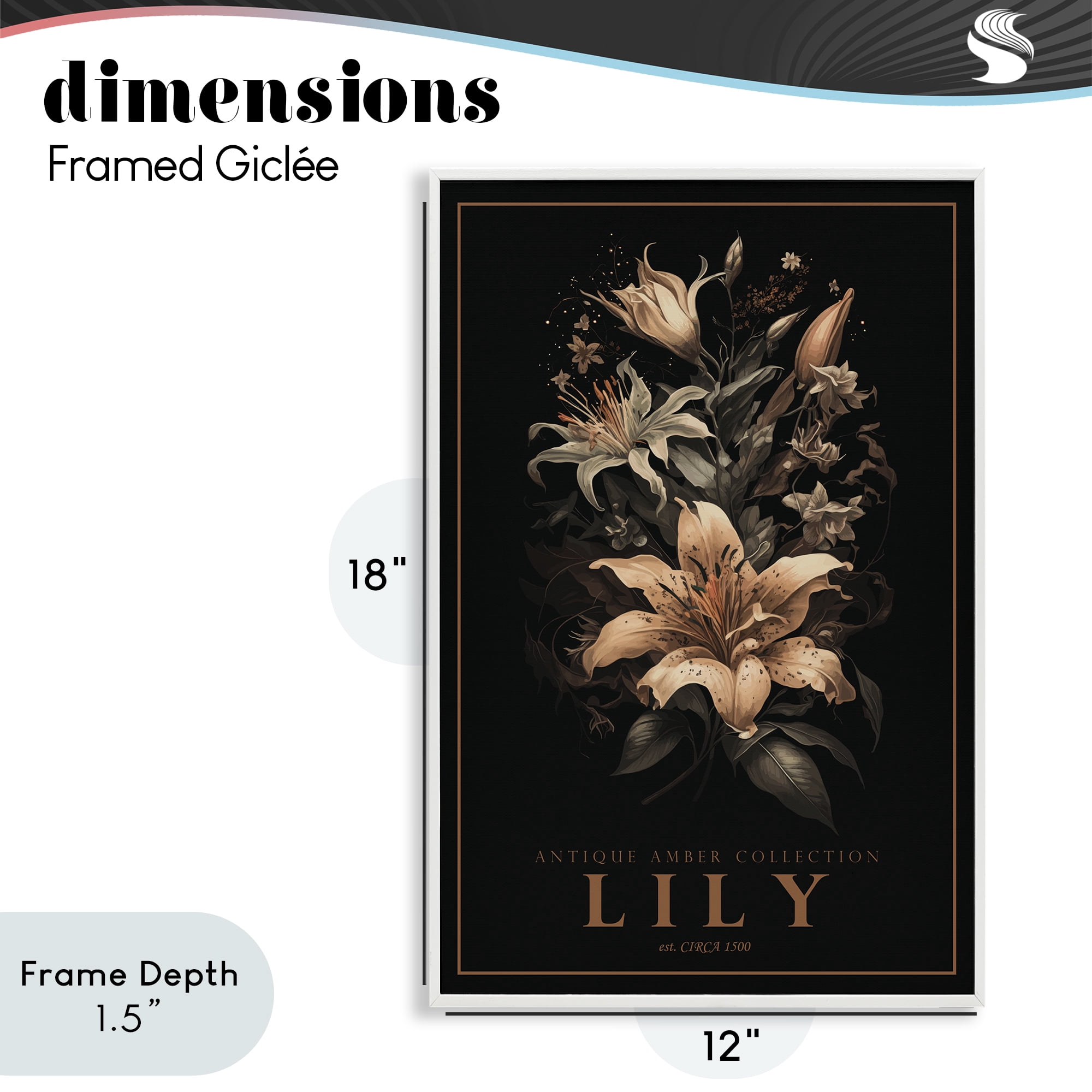 Stupell Industries Antique Lily Light White Framed Giclee Art, design by Chris Giampietro