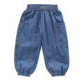 thumbnail image 3 of HOMADLES Boys Straight Leg Denim Jeans Loose Fit Cargo Pocket Denim Pants Boys Pull On Jeans Elastic Waist Blue Size 3-4Years, 3 of 10