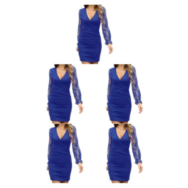Qarigey Primavera otoño mujer vestido de manga larga poliéster cuello en V vestidos de Color sólido ropa de fiesta regalo de cumpleaños Type2 NO2