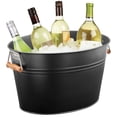thumbnail image 5 of mDesign Large Metal 4.75 Gallon Beverage Tub Cooler, Bamboo Handles, Matte Black, 5 of 7