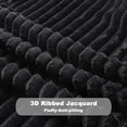 thumbnail image 2 of Super Soft King Blanket Black Premium Silky Flannel Fleece 3D Ribbed Jacquard Lightweight Bed Blanket All Season Use (Black Ribbed, King(90"x110")), 2 of 6