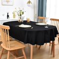 thumbnail image 2 of Oval Tablecloth 60x102 Inch Polyester Fabric Table Cloth Solid Black Heavy Duty Table Cover Washable for Dinning Kitchen Home Party, 2 of 6