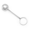 Sterling Silver Twisted Handle Baby Rattle 3 Inch Long Rattle - 17.5mm Melodic Ball End