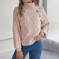 thumbnail image 4 of Sweaters for Women 2025 Fall Winter Long Lattern Sleeve Turtleneck Knitted Sweater Jumper Top Womens Pullover Sweaters, 4 of 8