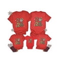 thumbnail image 3 of XIAOCHA Womens Christmas Family Matching Pajamas Set Letter Printed Vibrant Red Crewneck T Shirts Losoe Fit Shorts Sleeves Oversized Pullover Tees, 3 of 3