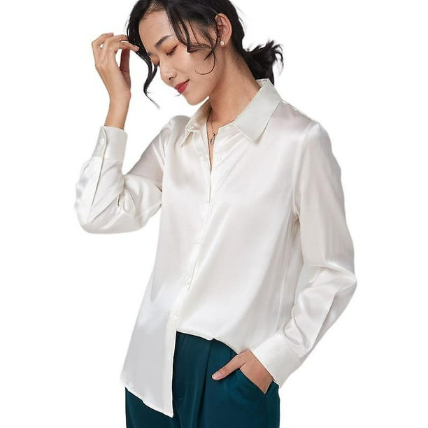 Camisa blanca de seda retailer