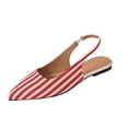 thumbnail image 2 of Purcolt Womens Stripes Canvas Slingback Flats Dressy Casual Pointed Toe Slip On Ballet Shoes Comfort Soft Sole Dress Shoes with Elastic Ankle Strap, 2 of 9