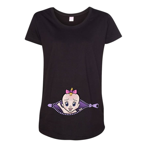 Baby Girl Zipper Cute Pregnant Expecting Mom Maternity DT T-Shirt Tee