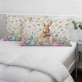 thumbnail image 3 of Bunny Easter Pillow Covers, Linen Long Throw Pillow Case, Spring Floral Eggs Rabbits Rustic Holiday Pillow Protector Decorative Cushion Cover for Living Room/Bedroom 20" x 30", 3 of 8