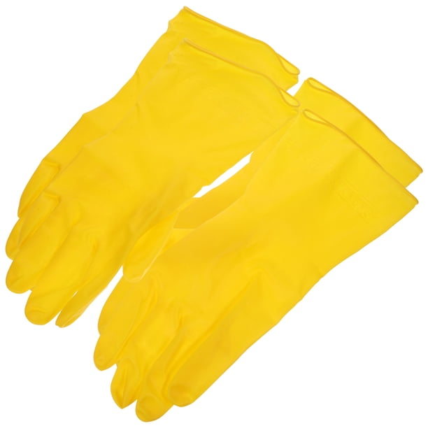 unbranded 2Pares Guantes Reutilizables De PVC Para Limpieza Doméstica Con Texturizado Amarillo
