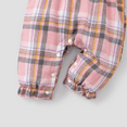 thumbnail image 6 of PatPat 4pcs Baby Girl Plaid & Solid Ribbed Spliced Ruffle Trim Bow Front Long-sleeve Jumpsuit & Headband Set, 6 of 6
