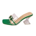 thumbnail image 2 of Xdegoge Womens Clear Heels Sandals Plus Size Open Toe Summer Beach Shoes Transparent Strap Dressy Slippers Strolling Walking Ladies Party Slides, 2 of 9