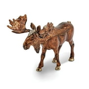 Jere Luxury Giftware Bejeweled MILTON Moose Pewter and Enamel Trinket Box and Matching Pendant Charm