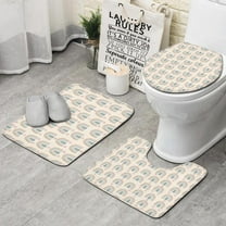 Beige Boho Bohemia Rainbows Hearts Pattern Bathroom Rugs Sets 3 Piece,Toilet Cover Set,Absorbent Non Slip Bathroom Mats Sets with U-Shaped Contour Rug Toilet Rug Set