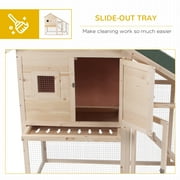 Pawhut 55 L 2-tier Wood Rabbit Hutch Backyard Cage Small Animal House with Ramp and Outdoor Run