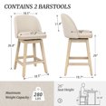 thumbnail image 3 of LUE BONA 26'' Swivel Bar Stools Set of 2, Counter Stools with Back & Footrest for Kitchen,Linen, 3 of 8