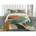 thumbnail image 2 of Ambesonne Monstera Quilted Coverlet 3 Pcs, Abstract Boho Mid Century, Queen Size, Burnt Orange Pale Khaki, 2 of 4