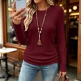 thumbnail image 3 of GUACER Ribbed Long Sleeve Tops for Women Crewneck Slim Fit Basic Tee Lightweight Knit Fall Casual Layering Undershirts, 3 of 9