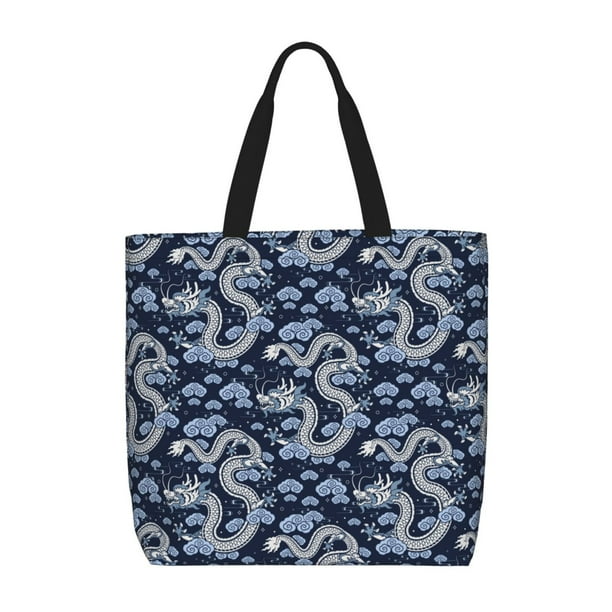 Easygdp Dragon Bolsa Tote para Mujer, Bolso de Hombro para Trabajo, Playa, Viajes, Compras y Supermercado