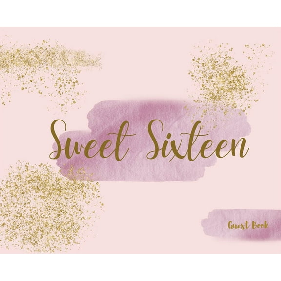 Happy 16th Birthday Guest Book (Landscape Hardcover): Sweet Sixteen Guest book, party and birthday celebrations decor, m, (Hardcover)