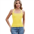 thumbnail image 2 of Camisetas Sin Mangas de Canalé para Mujer (2025), de Punto con Cuello Cuadrado, Básicas e Informales de Verano. Amarillo S, 2 of 8
