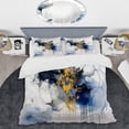 thumbnail image 2 of Designart "Strokes in Dark Blue and Gold XIII" Fractals Bedding Covert Set - Abstract Blue Modern Bed Set With 1 Sham, 2 of 6