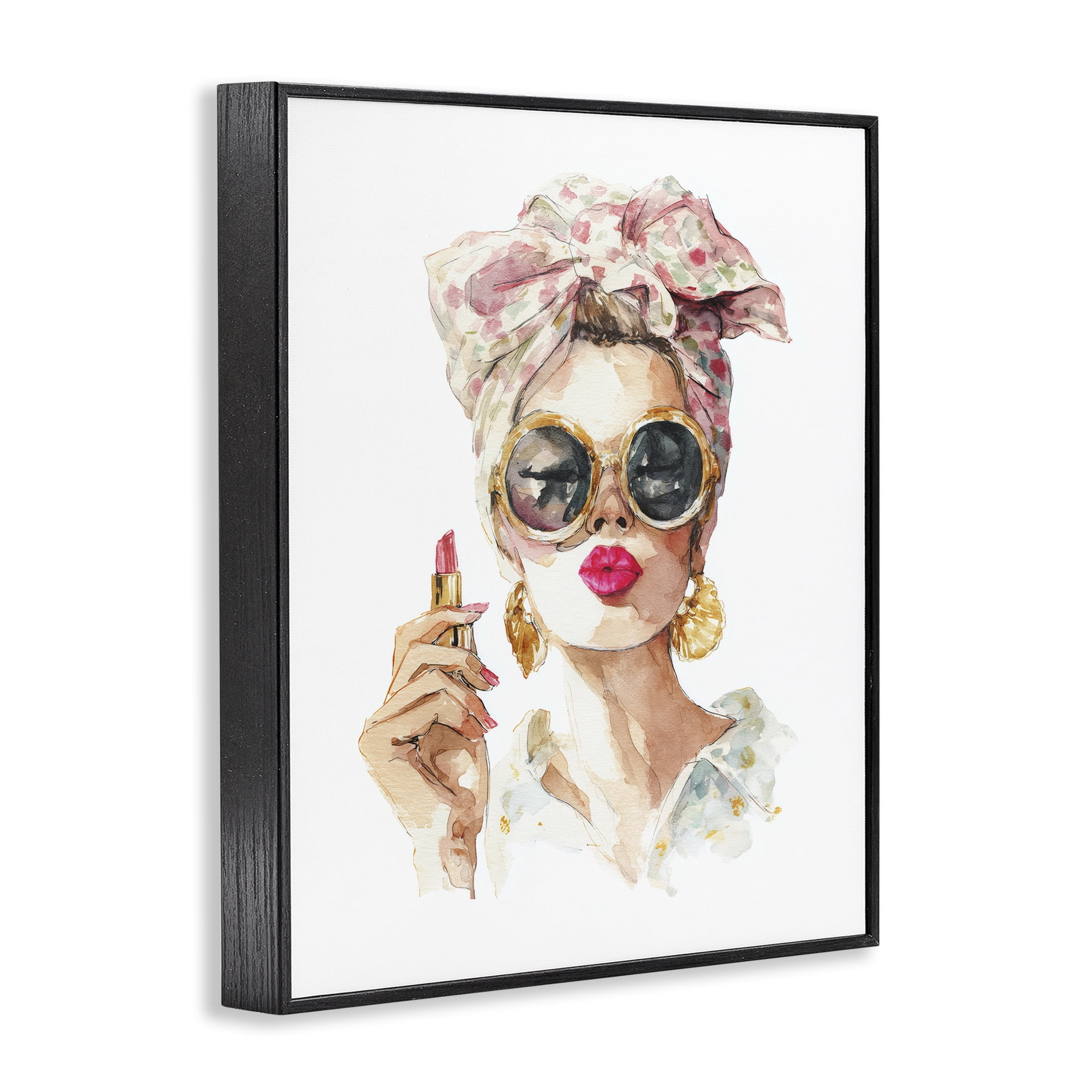 Stupell Industries Feminine Lipstick Spell Black Framed Giclee Art, design by Svetlana Aleynikova