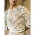 thumbnail image 5 of Men's Long Sleeve See-through Tops Mesh Cutout T-Shirts, 5 of 6