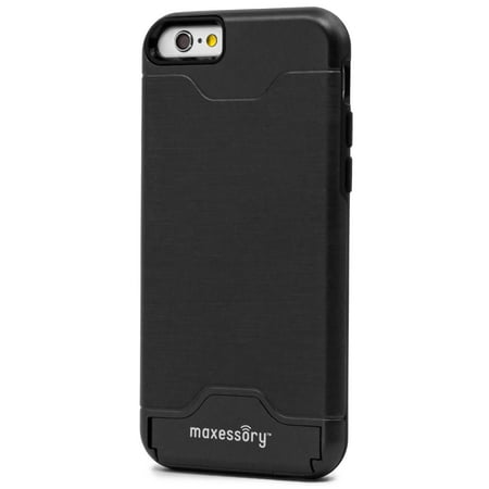 Professional Black Case - iPhone 6s (4.7 Inch) Case, Maxessory Maestro Credit Card Holder Shock-Proof Kickstand Dual-Layer Shield Hybrid Matte Slim Premium Professional Shell Cover