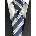 thumbnail image 2 of ORUYROP Cravate Formelle en Soie Jacquard Bleu Gris à Rayures Classiques pour Hommes, 2 of 5