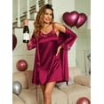thumbnail image 3 of Ekouaer Sleepwear Women's Satin Nightgown with Robes Set 2 Piece Sexy Lace Cami Nightwear, 3 of 4