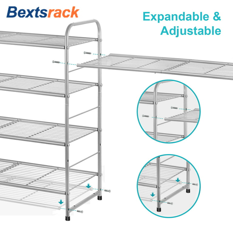 Bextsrack 4-Tier Shoe Rack, Stackable and Adjustable Multi