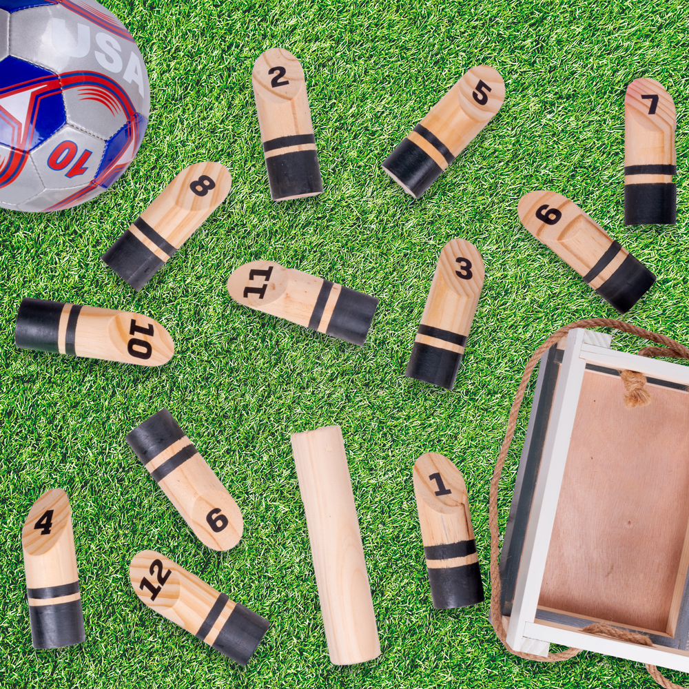 Brybelly Finska, Portable Outdoor Lawn Game, Unique, Traditional Family Game, Premium Wooden Tossing Game Set Perfect for Parties, BBQs, Cookouts, Yard Activities, Comes With Carrying Crate