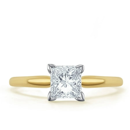 1.25 Carat T.W. Princess White Diamond 14kt Yellow Gold Solitaire Ring, IGL certified
