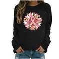 thumbnail image 3 of Jinhomg Trendy Long Sleeve Sweatshirt for Women Cute Breast Cancer Awareness Pink Ribbon Tops Lightweight Cozy Holiday Pullovers Seasonal Sale Black XXL, 3 of 5