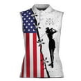 thumbnail image 2 of Custom Name American Lady Golfing USA Flag Golf Women Sleeveless Polo XS-4XL, 2 of 5