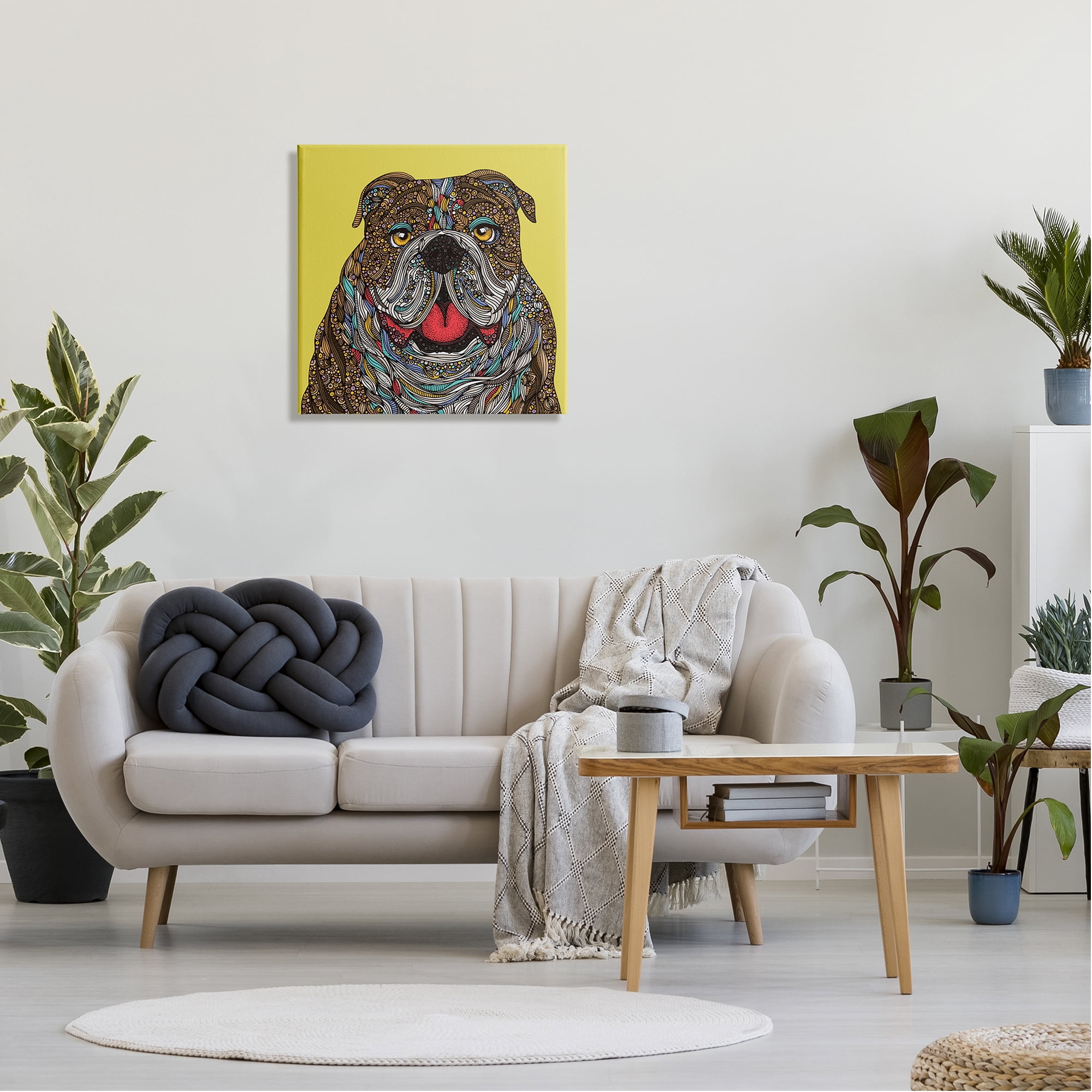 Stupell Industries Smiling Bulldog Bold Creative Mandala Patterns Shapes Graphic Art Gallery Wrapped Canvas Print Wall Art, Design by Valentina Harper